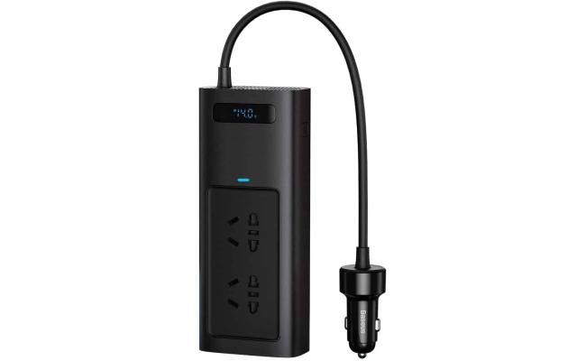 Baseus Car Inverter DC 12V to AC 220V 150W Auto Converter Type-C USB Fast Charging Charger EU Socket Car Inverter Power Adapter CN/EU Plug - Black
